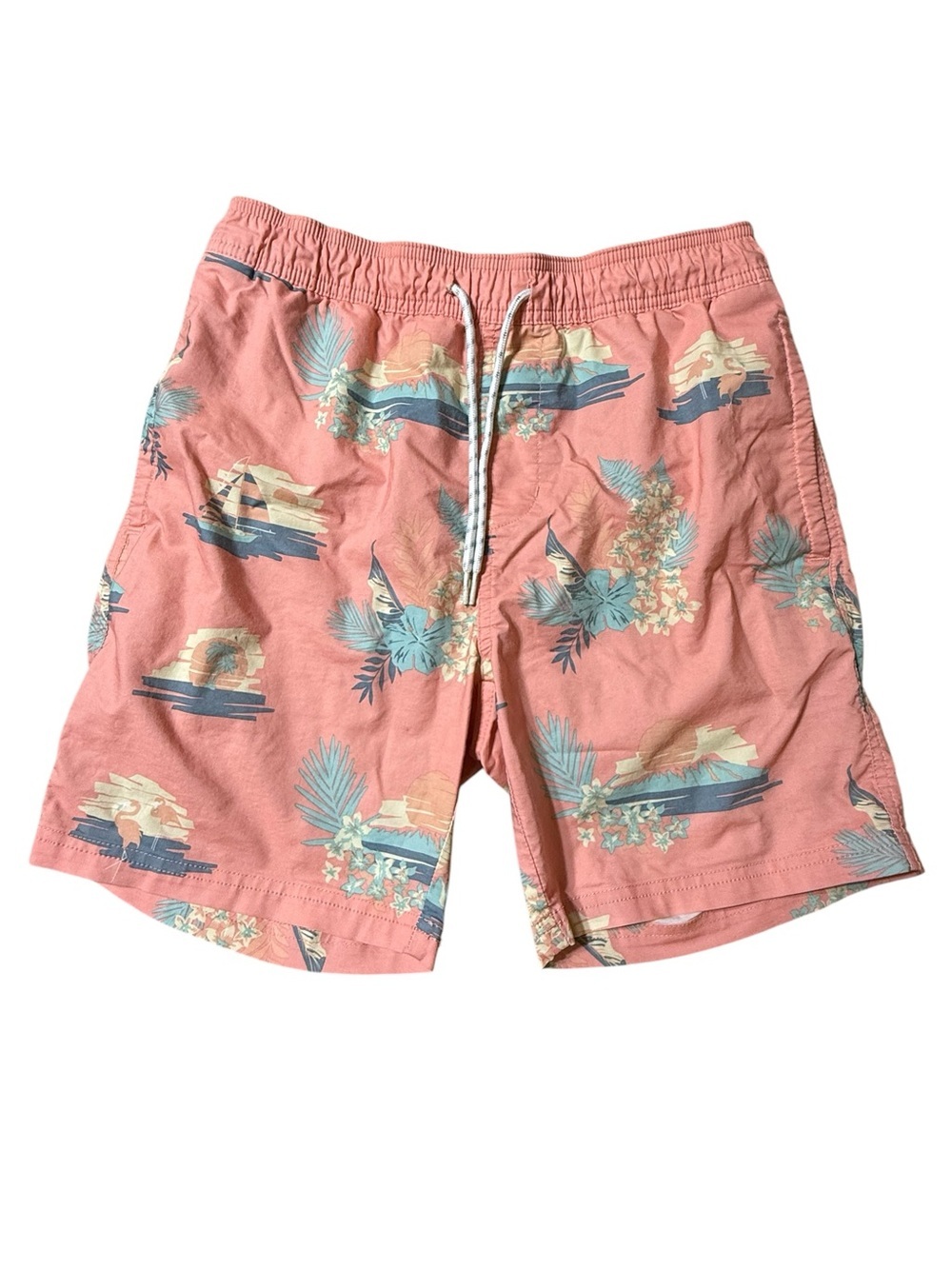 Goodfellow & Co Men’s Swim Trunks S Pink Tropical Floral 7" Inseam Lined UPF50